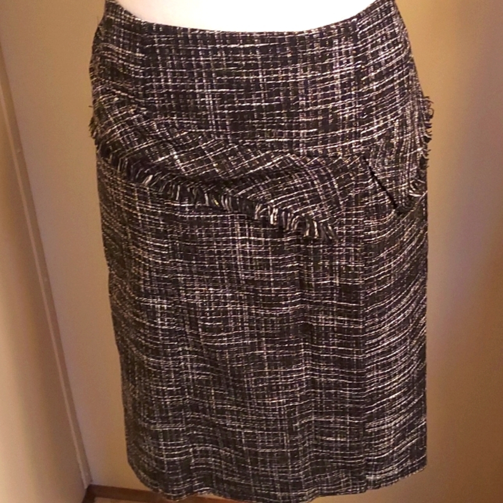 Cato black/ white tweed skirt with gold threading